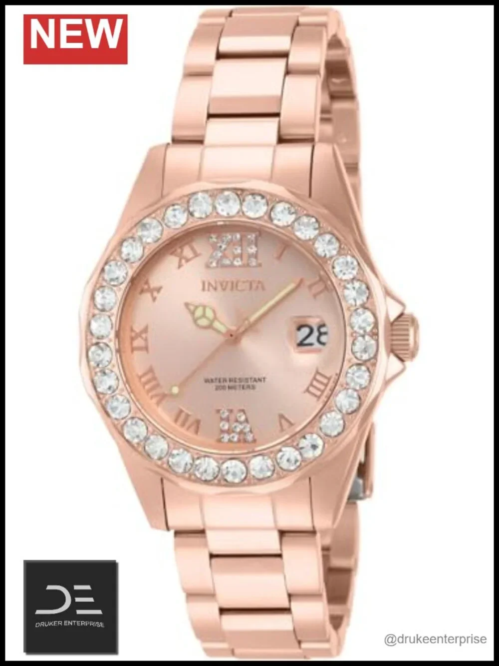 Wrist Watch with Crystal Accents, 38mm Case, Mineral Crystal, 100m Water